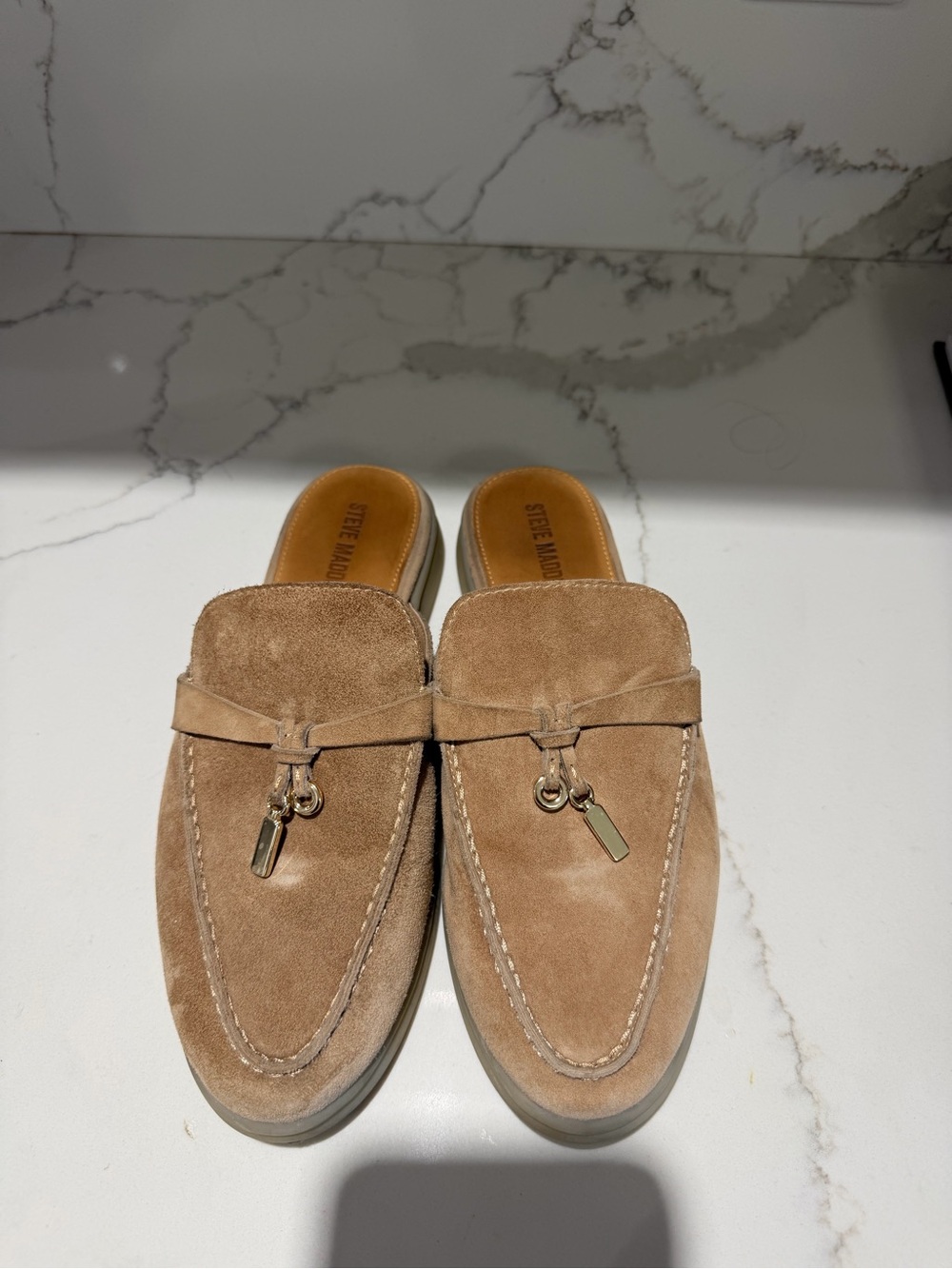 Steve Madden Lakeside Tan Suede Loafer Mules – Size US 7M